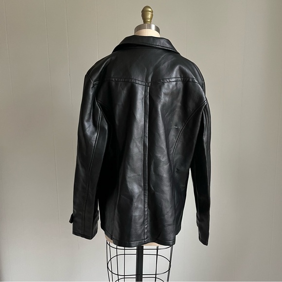 Vintage 90s Y2K Rave 4 Real Black Faux Leather Jacket Large Gothic Grunge Cyber - Picture 11 of 16